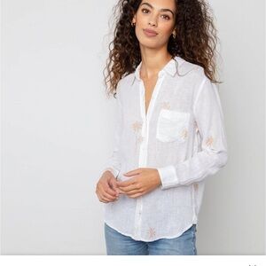 Rails Charlie linen blend with Embroidered palm tree shirts